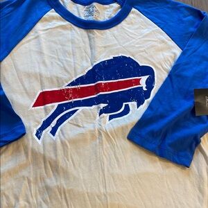 NFL Blue and Cream Graphic Raglan Buffalo Bills NFL Tee